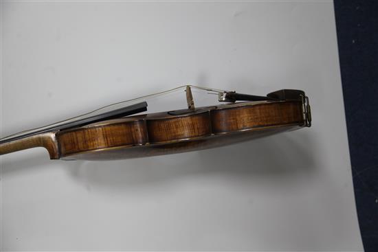 A German violin, follower of Johann Gottfried Hamm, late 19th century length of back 35.5cm (14in.), cased